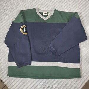 Vintage 80's Gitano Sweatshirt High Neck Green Colorblock Mens XLarge
